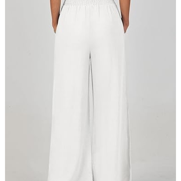 Anrabess White Drawstring Linen Blend Pants - Picture 12 of 13